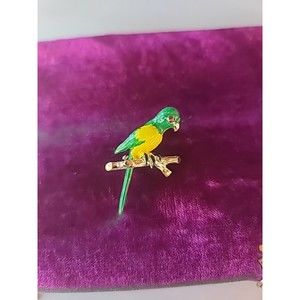 Vintage Parakeet Enamel Brooch